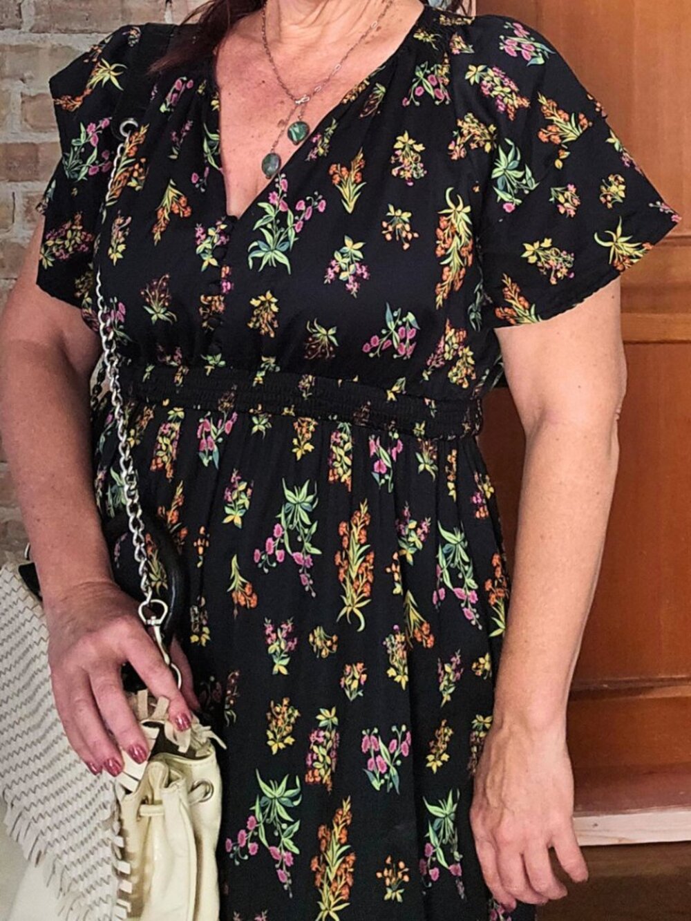 ModCloth Black Floral Cotton Midi Dress L Cottagecore